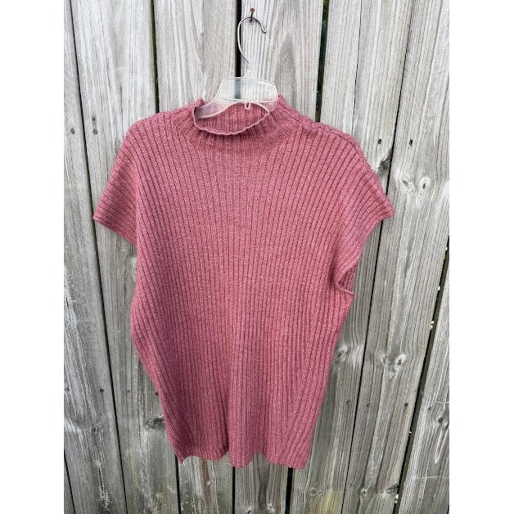 Cottagecore Preppy Liz Claiborne Sweater Vest Large Pink Ribbed Mock Neck Marl